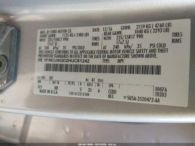 2017 FORD ESCAPE SE 9
