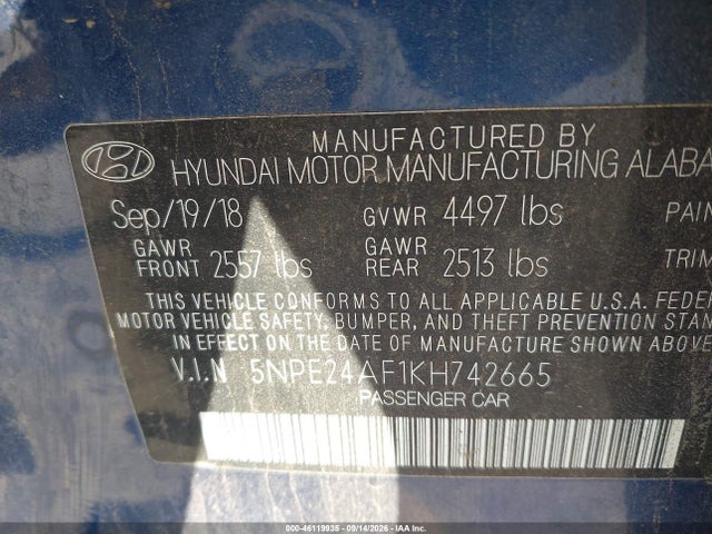 2019 HYUNDAI SONATA SE 9