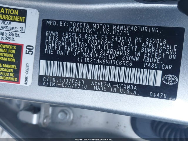 2019 TOYOTA CAMRY HYBRID LE 9