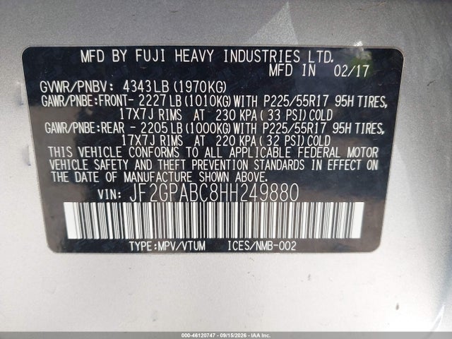 2017 SUBARU CROSSTREK 2.0I PREMIUM 9