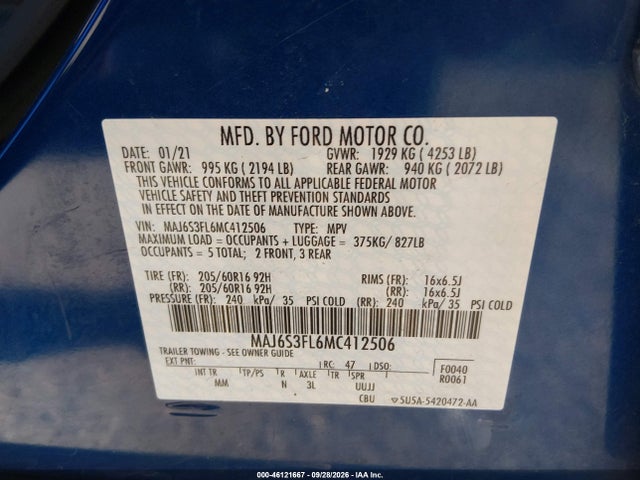 2021 FORD ECOSPORT S 9