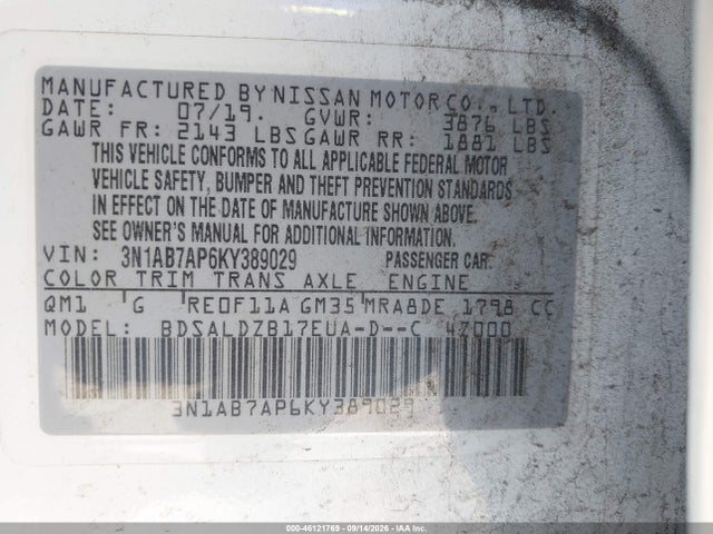 2019 NISSAN SENTRA SV 9
