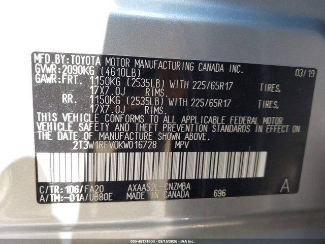 2019 TOYOTA RAV4 XLE 9