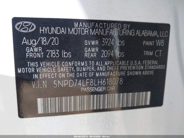 2020 HYUNDAI ELANTRA SE 9