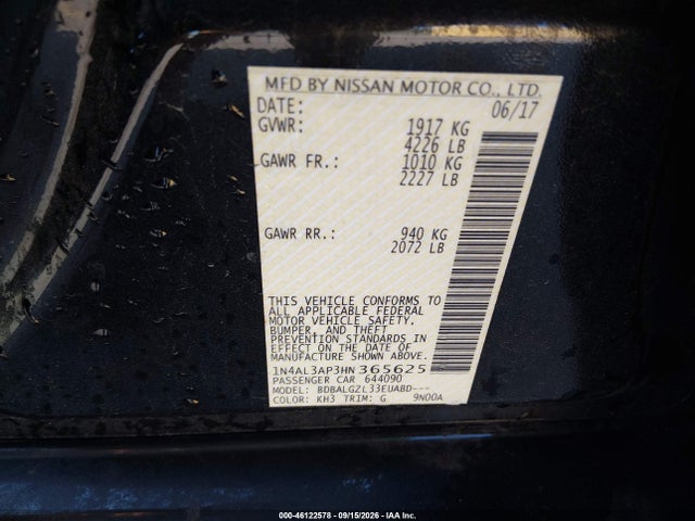 2017 NISSAN ALTIMA 2.5 S 9