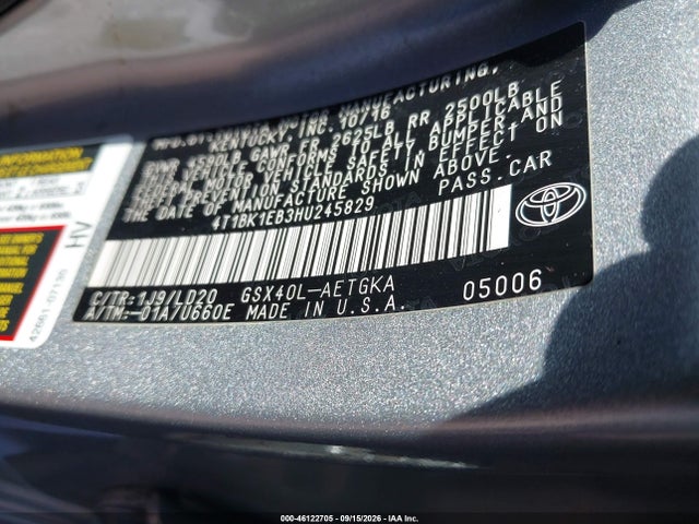 2017 TOYOTA AVALON XLE 9
