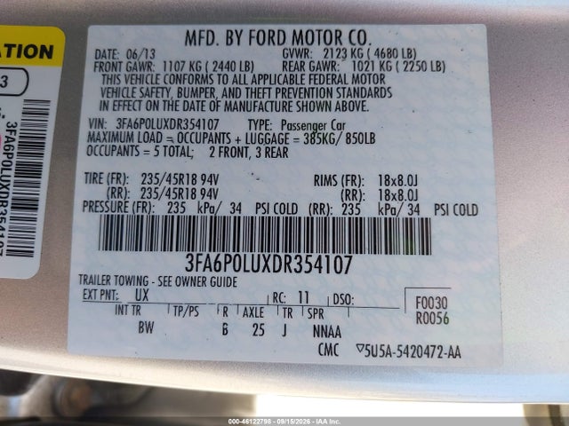 2013 FORD FUSION HYBRID SE 照片 10