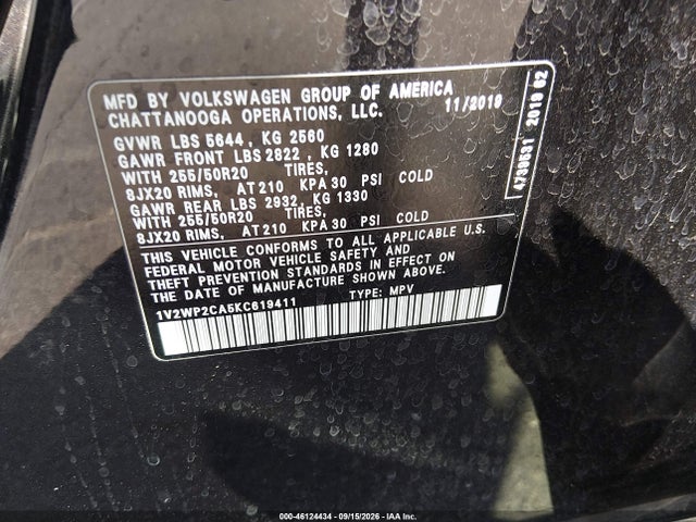 2019 VOLKSWAGEN ATLAS 2.0T SE W/TECHNOLOGY 9