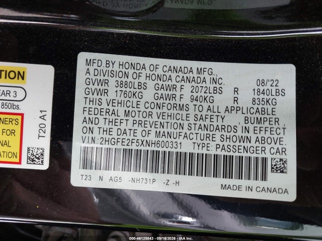 2022 HONDA CIVIC SPORT 9