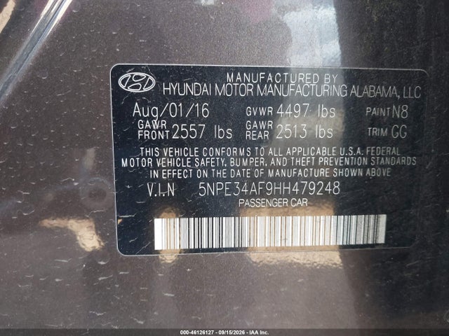 2017 HYUNDAI SONATA SPORT 9