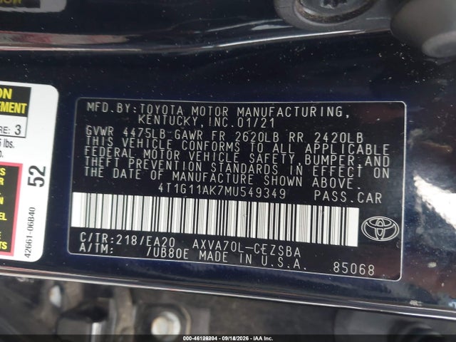 2021 TOYOTA CAMRY SE 9