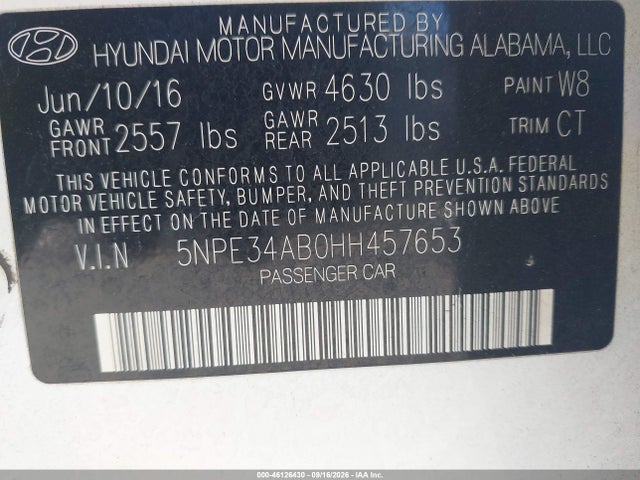 2017 HYUNDAI SONATA LIMITED 2.0T 9