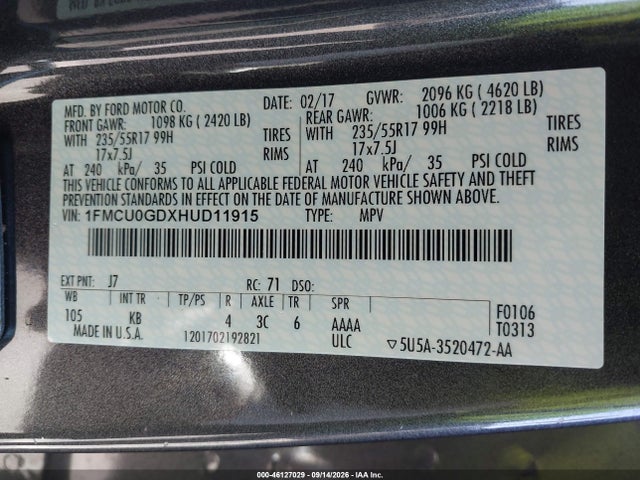 2017 FORD ESCAPE SE 9