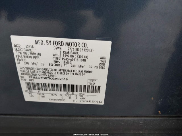 2019 FORD EXPLORER XLT 9