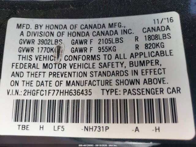 2017 HONDA CIVIC EX-L 9