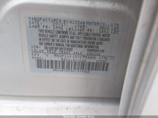 2017 NISSAN SENTRA S 9