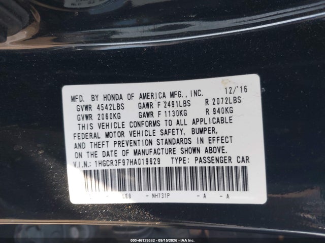 2017 HONDA ACCORD TOURING V6 9