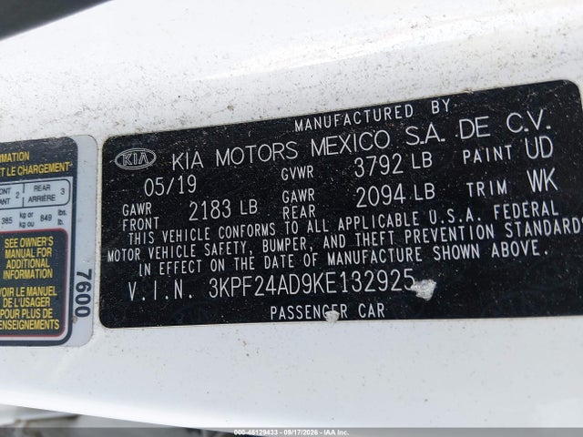 2019 KIA FORTE FE 9