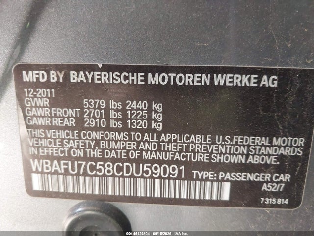 2012 BMW 535I XDRIVE photo 9