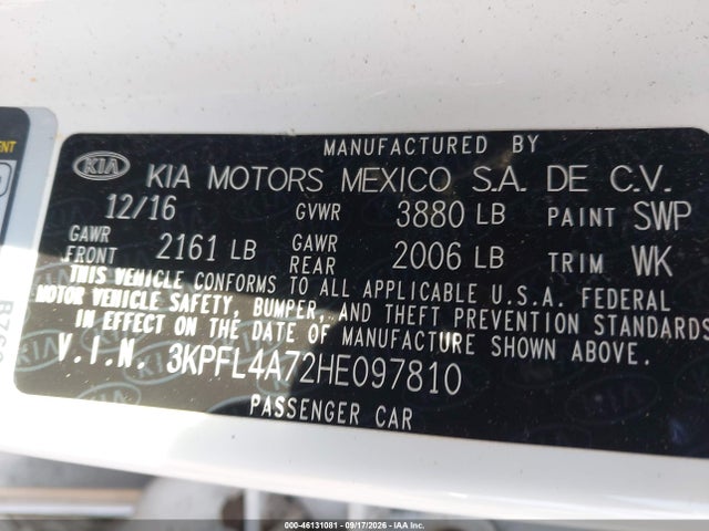 2017 KIA FORTE LX 9