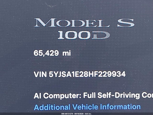 2017 TESLA MODEL S 100D/60D/75D/90D/P100D 15