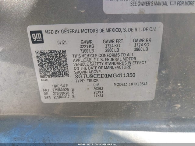 2021 GMC SIERRA 1500 4WD SHORT BOX ELEVATION 9