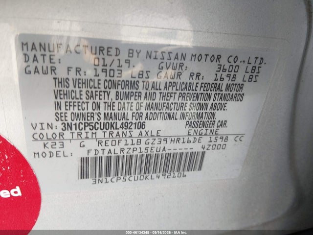 2019 NISSAN KICKS S 9