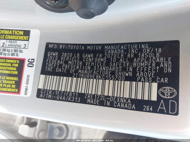2019 TOYOTA COROLLA LE 9