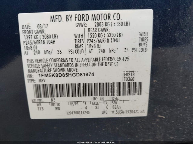 2017 FORD EXPLORER XLT 9