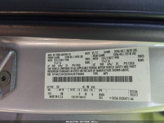 2017 FORD ESCAPE SE 9