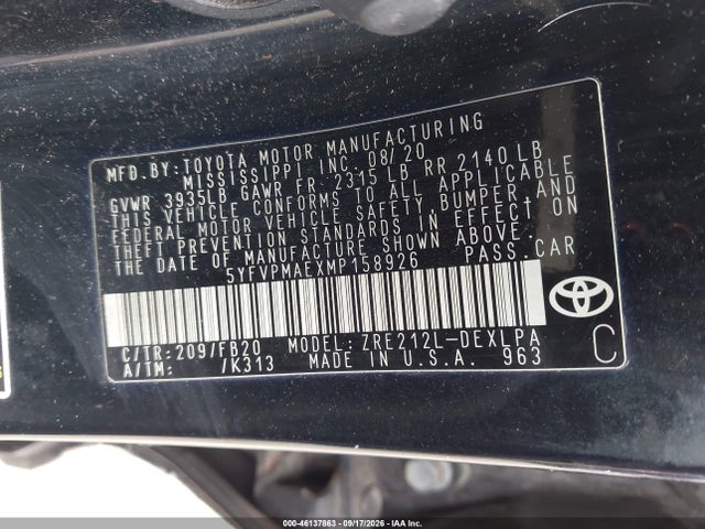 2021 TOYOTA COROLLA LE 9