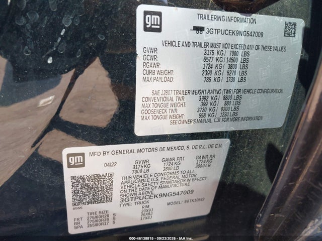 2022 GMC SIERRA 1500 4WD SHORT BOX ELEVATION 9