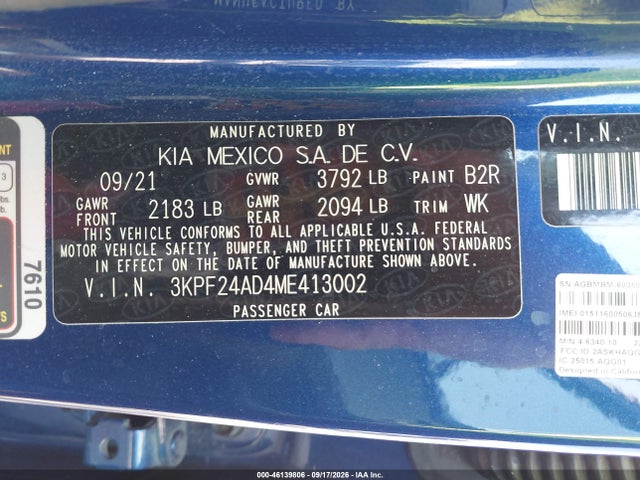 2021 KIA FORTE LXS 9