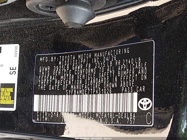 2026 TOYOTA COROLLA LE 9