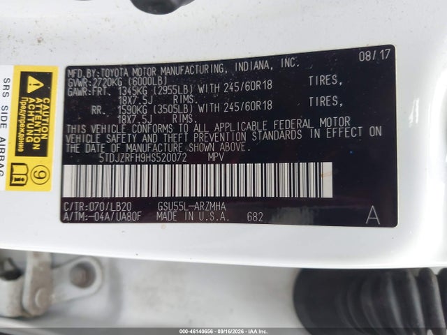 2017 TOYOTA HIGHLANDER XLE 9