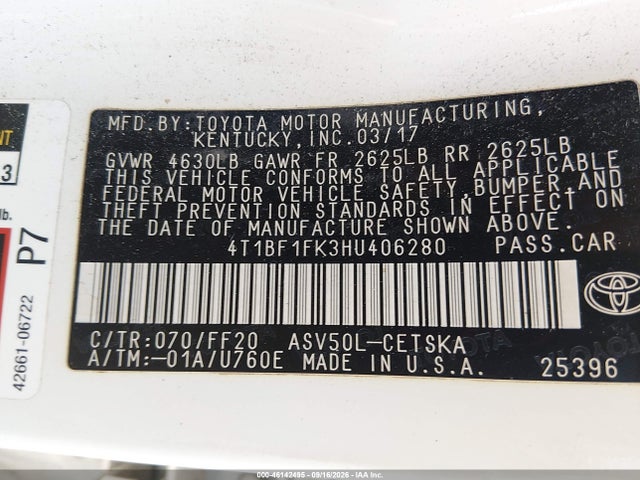 2017 TOYOTA CAMRY SE 9