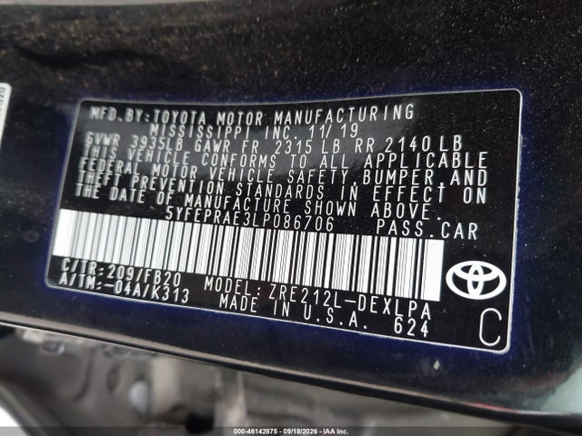 2020 TOYOTA COROLLA LE 9