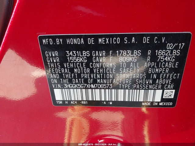2017 HONDA FIT EX 9