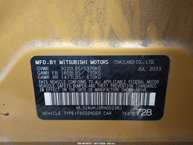 2024 MITSUBISHI MIRAGE ES 9