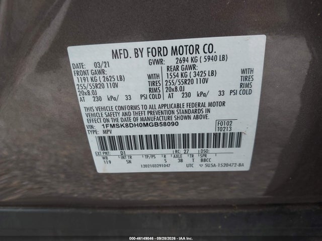 2021 FORD EXPLORER XLT 9