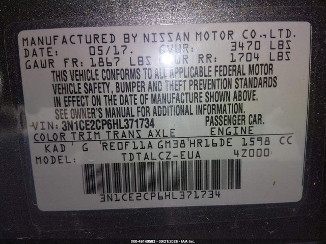 2017 NISSAN VERSA NOTE S PLUS 9