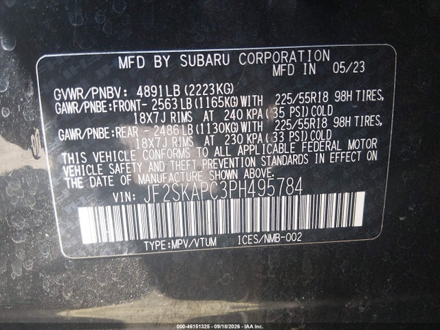 2023 SUBARU FORESTER LIMITED 9