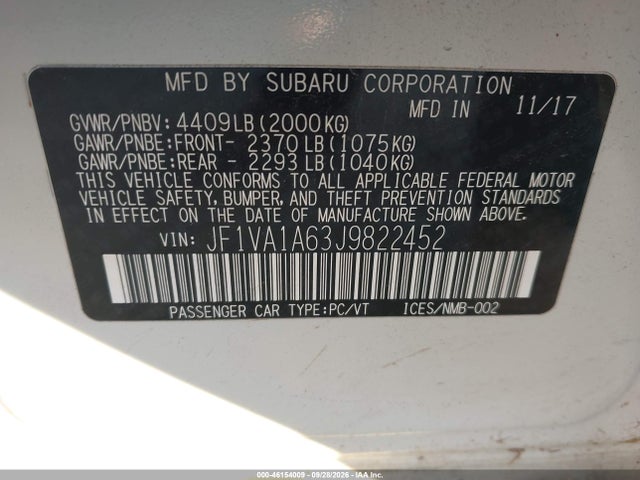 2018 SUBARU WRX 9