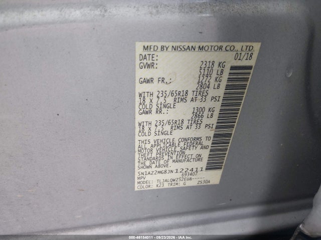 2018 NISSAN MURANO SV 9