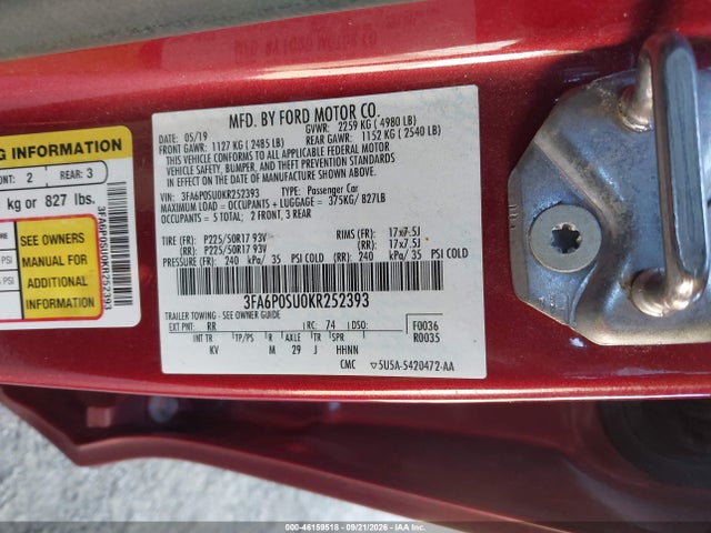 2019 FORD FUSION ENERGI TITANIUM 9