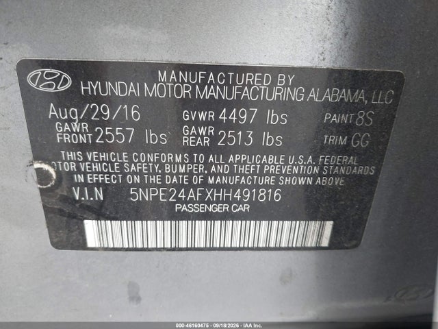 2017 HYUNDAI SONATA 9