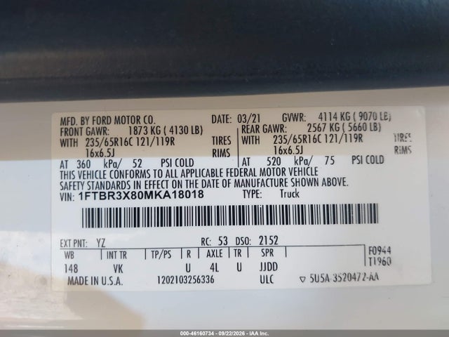 2021 FORD TRANSIT-250 CARGO VAN 9