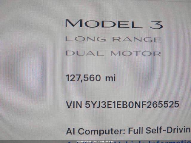 2022 TESLA MODEL 3 LONG RANGE 15