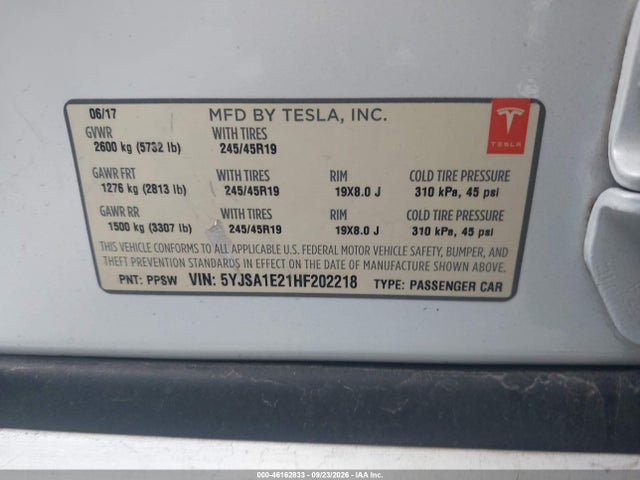 2017 TESLA MODEL S 100D/60D/75D/90D/P100D 9