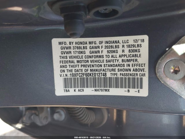 2019 HONDA CIVIC LX 9
